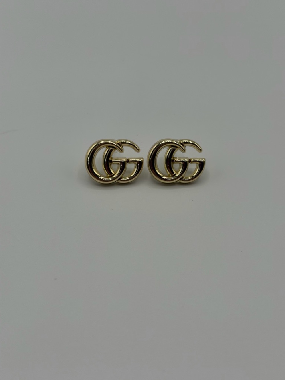 Upcycled Gucci Gold Double G Logo Stud Earrings - Women Jewelry